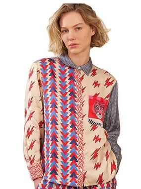 Me369 Scarlett folk pop print button down
